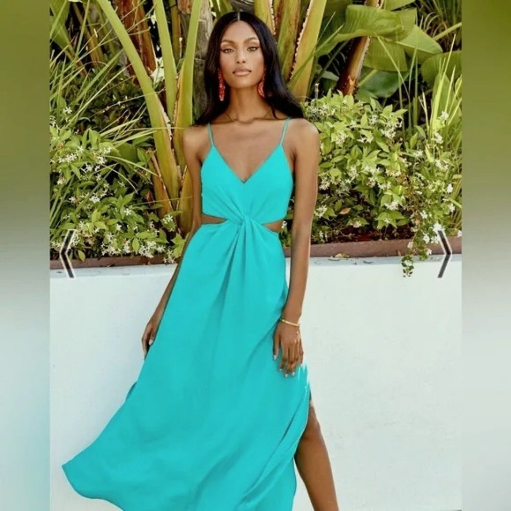 Vici Turquoise Cutout Maxi Dress